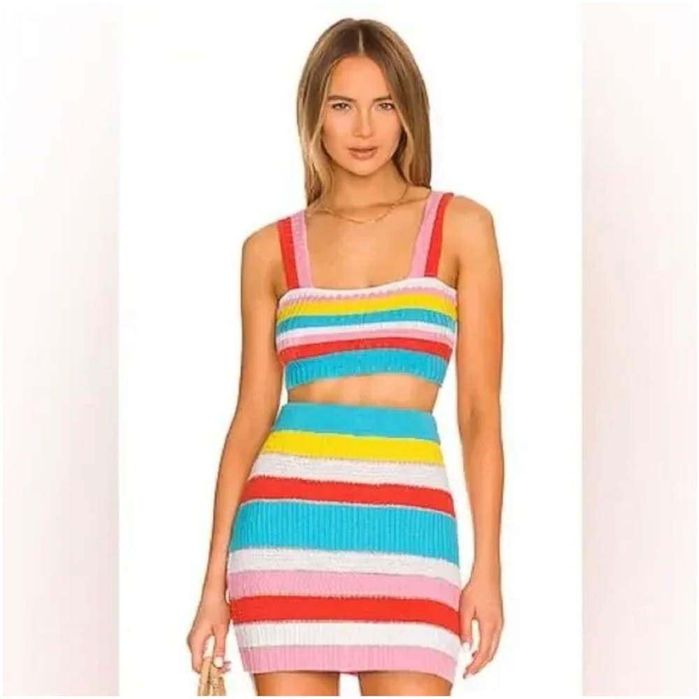 SOLID & STRIPED Multicolor Striped Mini Skirt (S) and top (M)
